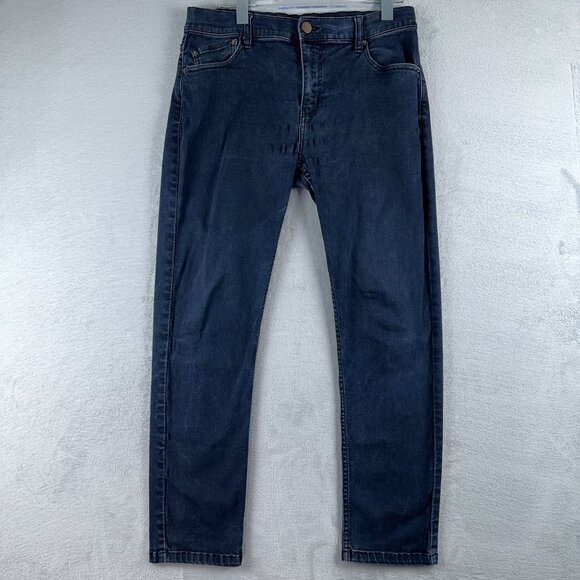 Mugsy Straight Leg Jeans Dark Wash Denim Stretch Mid Rise Men's Blue Size W31 - Picture 1 of 13
